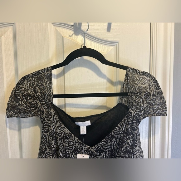 🩶NWT “Charter Club” 100% Silk Black Metallic Silver Maxi Dress Size 16🖤 - Picture 4 of 12